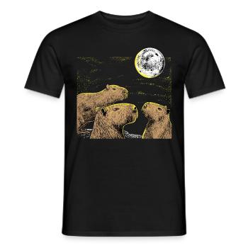 Drei Mond Capybaras Shirt Trägheit, Frettchen Liebhaber - Männer T-Shirt - Schwarz - Vorne - AI Model Male 178 light (178cm)