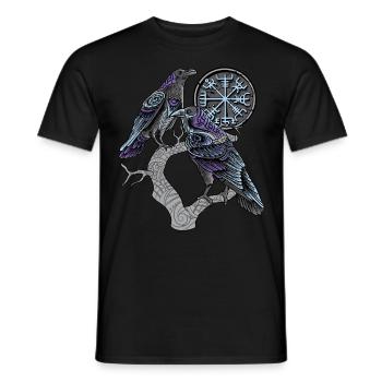 Les corbeaux d'Odin Chemise viking celtique Huginn Muninn - T-shirt homme - noir - Devant - AI Model Male 178 light (178cm)