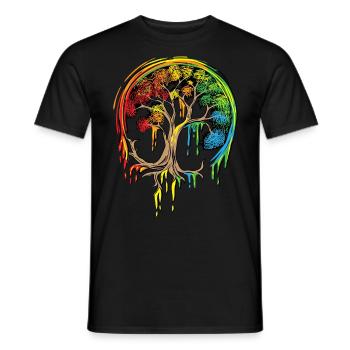 Colorful Tree Life is really good Tree Art Shirt - Men's T-Shirt - black - Front - AI Model Male 178 light (178cm)