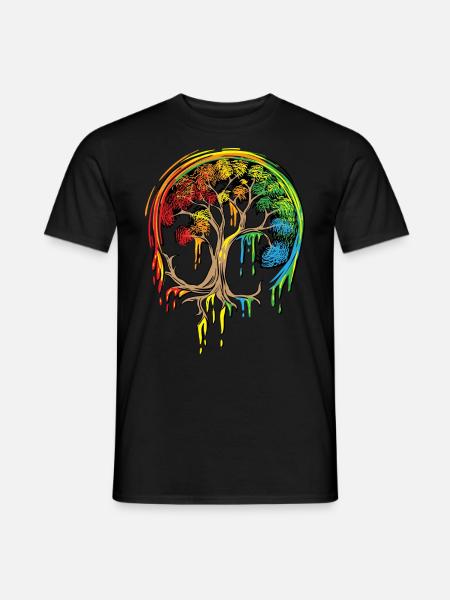 Colorful Tree Life is really good Tree Art Shirt - Men's T-Shirt - black