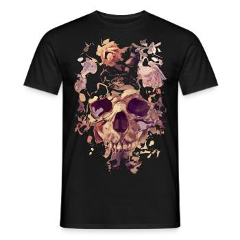 Skull with roses - Men's T-Shirt - black - Front - AI Model Male 178 light (178cm)