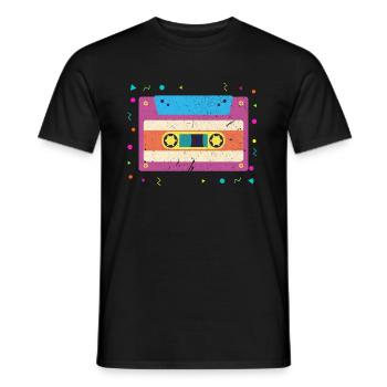 Kassette - Männer T-Shirt - Schwarz - Vorne - AI Model Male 178 light (178cm)