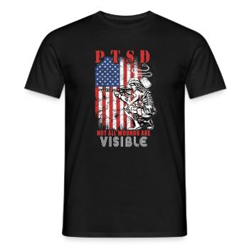 Don post traumatique pour ancien combattant PTSD - T-shirt homme - noir - Devant - AI Model Male 178 light (178cm)