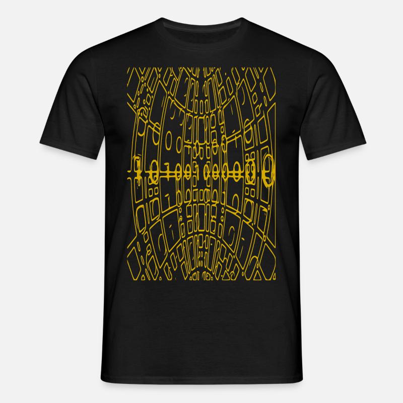 Binary Code Abstract (yellow) - Men's T-Shirt - black