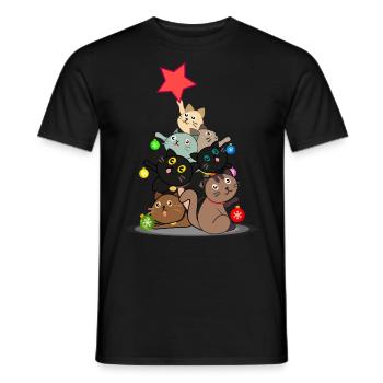 Christmas Cat Cats Gift Idea Gift - Men's T-Shirt - black - Front - AI Model Male 178 light (178cm)
