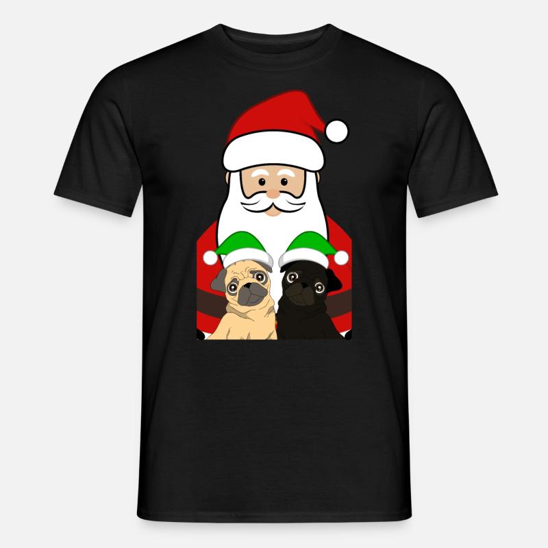 Weihnachtsmann mit Möpse Mops Geschenk - Männer T-Shirt - Schwarz
