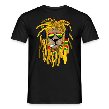 Cadeau d'écouteurs Reggae Lion Rastafari - T-shirt homme - noir - Devant - AI Model Male 178 light (178cm)
