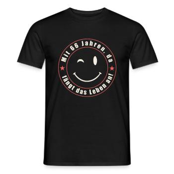 Life starts with 66 Years of Age - Men's T-Shirt - black - Front - AI Model Male 178 light (178cm)