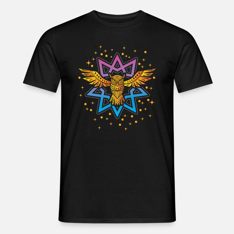 Eule Boho Gold Symbol - Männer T-Shirt - Schwarz