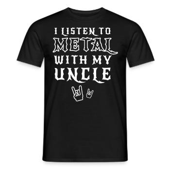 I Listen To Metal With My Uncle T Shirt Gift - Männer T-Shirt - Schwarz - Vorne - AI Model Male 178 light (178cm)