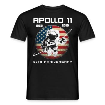 Apollo 11 50 Anniversary 1969 - 2019 Space US - Men's T-Shirt - black - Front - AI Model Male 178 light (178cm)