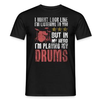 Batteur musicien de Drum - T-shirt homme - noir - Devant - AI Model Male 178 light (178cm)
