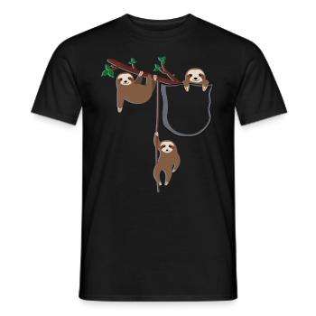 Sloth Family avec poche poitrine, facile à suspendre - T-shirt homme - noir - Devant - AI Model Male 178 light (178cm)