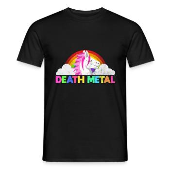 Rainbow Death Metal Unicorn - Men's T-Shirt - black - Front - AI Model Male 178 light (178cm)