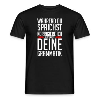 Pendant que vous parlez, je corrige votre grammaire - T-shirt homme - noir - Devant - AI Model Male 178 light (178cm)