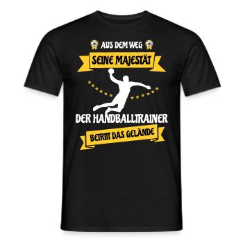 There, the handball coach enters the area - Men's T-Shirt - black - Front - AI Model Male 178 light (178cm)