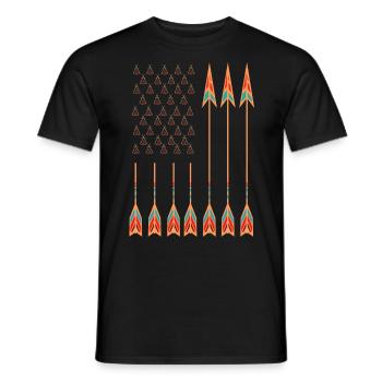 Native American Day, Us Flag, Tents & Arrows, - Men's T-Shirt - black - Front - AI Model Male 178 light (178cm)