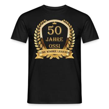 50ème anniversaire, Ossi 50 ans, légende du DDR - T-shirt homme - noir - Devant - AI Model Male 178 light (178cm)