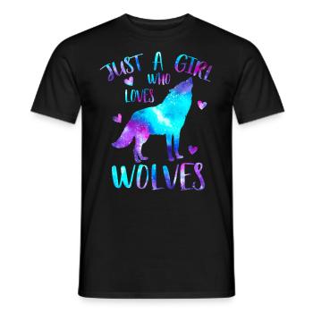 Nur ein Mädchen, das Wölfe Liebt Galaxy - Männer T-Shirt - Schwarz - Vorne - AI Model Male 178 light (178cm)