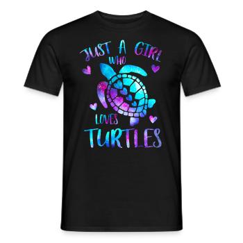 Nur ein Mädchen, das Schildkröten liebt - Meeresschildkröten - Männer T-Shirt - Schwarz - Vorne - AI Model Male 178 light (178cm)