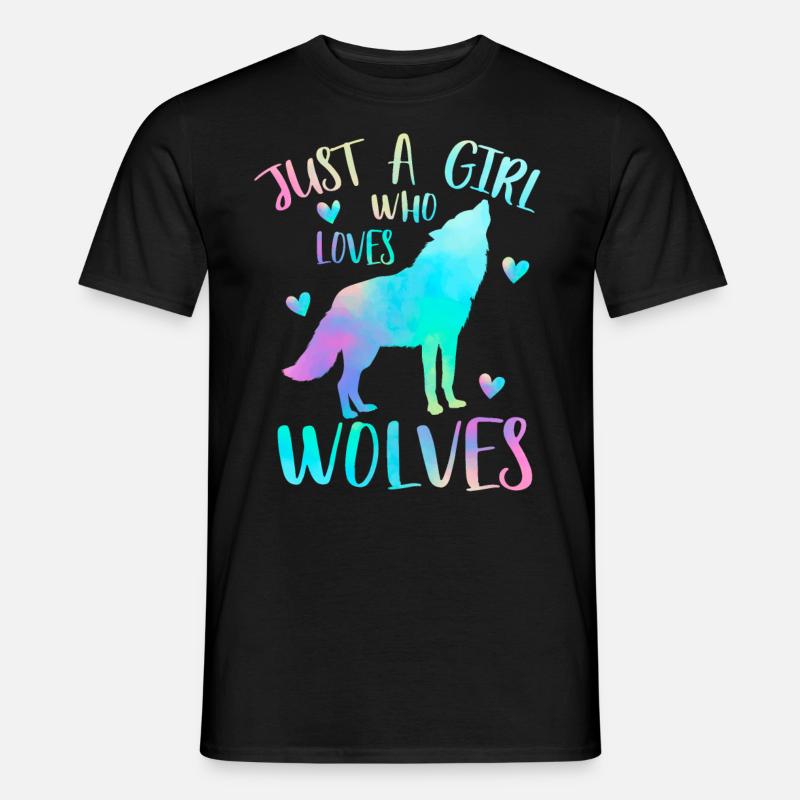 Nur ein Mädchen, das Wölfe liebt - Wolf - Männer T-Shirt - Schwarz