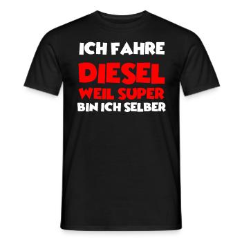 Ich fahre Diesel, weil super bin ich selber - Männer T-Shirt - Schwarz - Vorne - AI Model Male 178 light (178cm)