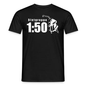 Blood group 1:50 Ostalgie moped motorcycle DDR Simmi - Men's T-Shirt - black - Front - AI Model Male 178 light (178cm)