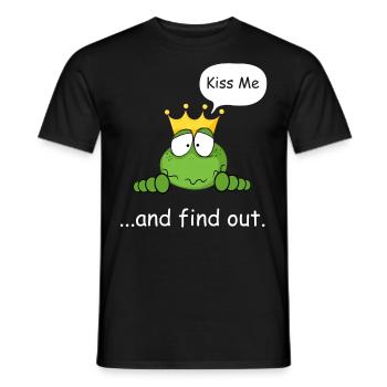 Embrasse-moi et découvre, prince grenouille, grenouille douce - T-shirt homme - noir - Devant - AI Model Male 178 light (178cm)