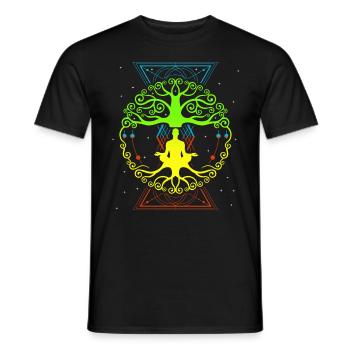 Lebensbaum , Chakras für spirituelles Yoga, Buddha - Männer T-Shirt - Schwarz - Vorne - AI Model Male 178 light (178cm)