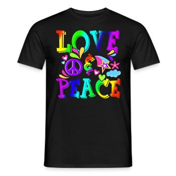 Hippie Love Peace Flower Power Peace Movement - Men's T-Shirt - black - Front - AI Model Male 178 light (178cm)