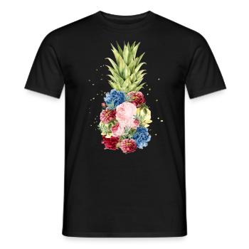 Hawaii pineapple pineapple with holiday flowers - Men's T-Shirt - black - Front - AI Model Male 178 light (178cm)