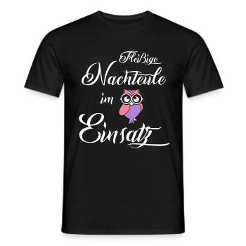 Nachteule im Einsatz, Berufe Geschenk, Eule Lustig - Männer T-Shirt - Schwarz - Vorne - AI Model Male 178 light (178cm)