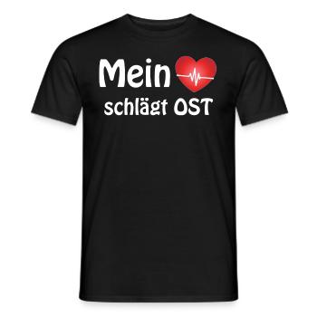 mein Herz schlägt Ost, Ostdeutscher Geschenk - Männer T-Shirt - Schwarz - Vorne - AI Model Male 178 light (178cm)