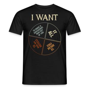Musique rétro lyrique des années 80 - Je veux tout - T-shirt homme - noir - Devant - AI Model Male 178 light (178cm)