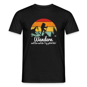 Wandern und Bier Bergsteigen Wanderung Natur - Männer T-Shirt - Schwarz - Vorne - AI Model Male 178 light (178cm)
