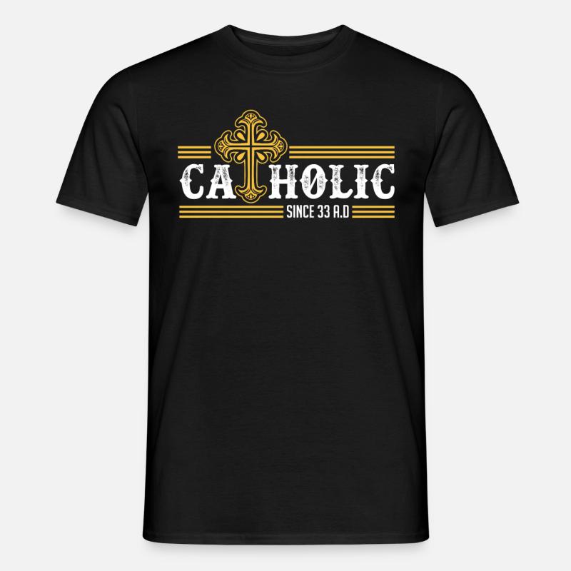 Katholisch seit 33 n. Chr. Kruzifix Jesus Eucharis - Männer T-Shirt - Schwarz