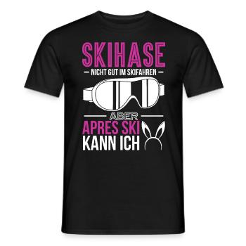 Apres Ski Skihase Wintersport Skihaserl Geschenk - Männer T-Shirt - Schwarz - Vorne - AI Model Male 178 light (178cm)