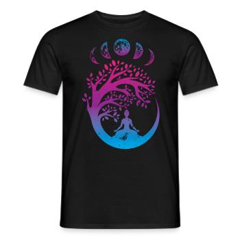 Mondphasen, Spirituelles Yoga Geschenk Lebensbaum - Männer T-Shirt - Schwarz - Vorne - AI Model Male 178 light (178cm)