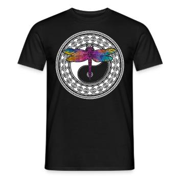 Mandala de yoga avec libellule et ying yang - T-shirt homme - noir - Devant - AI Model Male 178 light (178cm)