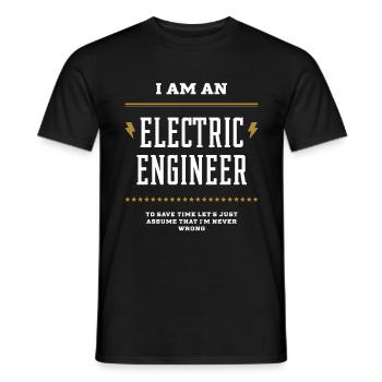 Je suis un ingénieur électrique - Emploi d'ingénieur électrique - T-shirt homme - noir - Devant - AI Model Male 178 light (178cm)