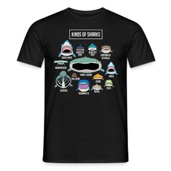 Haie Haiarten children's gift, white shark - Men's T-Shirt - black - Front - AI Model Male 178 light (178cm)