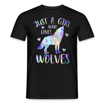 Nur ein Mädchen, das Wölfe liebt - Wolfsmädchen - Männer T-Shirt - Schwarz - Vorne - AI Model Male 178 light (178cm)