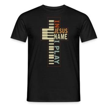 Jesus music piano, believer Christian musician - Men's T-Shirt - black - Front - AI Model Male 178 light (178cm)
