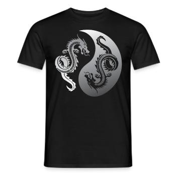 Ying Yang, dragons, yoga attitude to life - Men's T-Shirt - black - Front - AI Model Male 178 light (178cm)