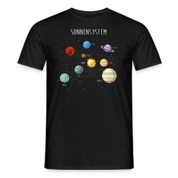 Sonnensystem mit allen Planeten, Umlaufbahnen - Männer T-Shirt - Schwarz - Vorne - AI Model Male 178 light (178cm)