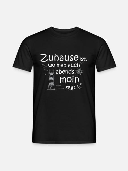 Zuhause moin Norden Nordsee Leutturm Meer Wasser - Männer T-Shirt - Schwarz