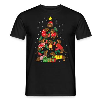 Dachshund Dog Owner Christmas Tree - Men's T-Shirt - black - Front - AI Model Male 178 light (178cm)