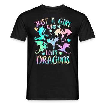 Nur ein Mädchen, das Drachen liebt - Männer T-Shirt - Schwarz - Vorne - AI Model Male 178 light (178cm)