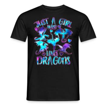 Nur ein Mädchen, das Drachen liebt - Männer T-Shirt - Schwarz - Vorne - AI Model Male 178 light (178cm)