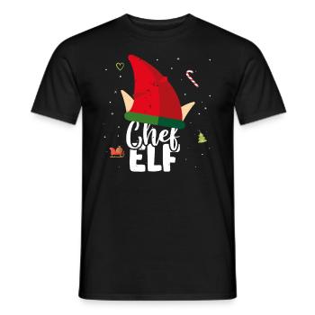 Chef Elf Partner Look Christmas Family Children - Men's T-Shirt - black - Front - AI Model Male 178 light (178cm)